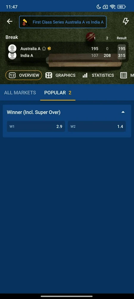 Taruhan kriket langsung dengan statistik Mostbet